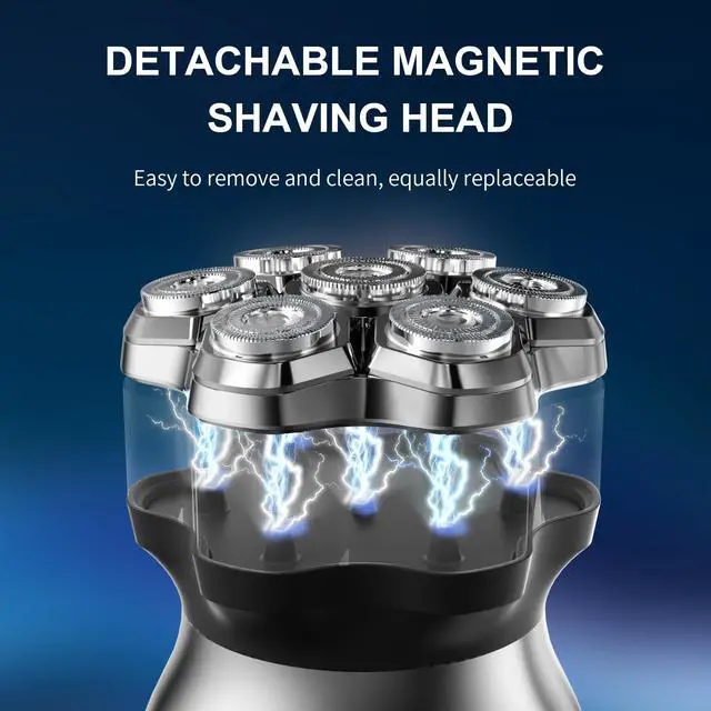 Alt view image 4 of 7 - Head Shavers for Bald Men,Magnetic Head Shaver,Waterproof Wet Dry Shaving,Electric Bald Head Razor,LED Display,Cordless Rechargeable 7D Shaver for Scalp/Face/Beard with Type-C Charge
