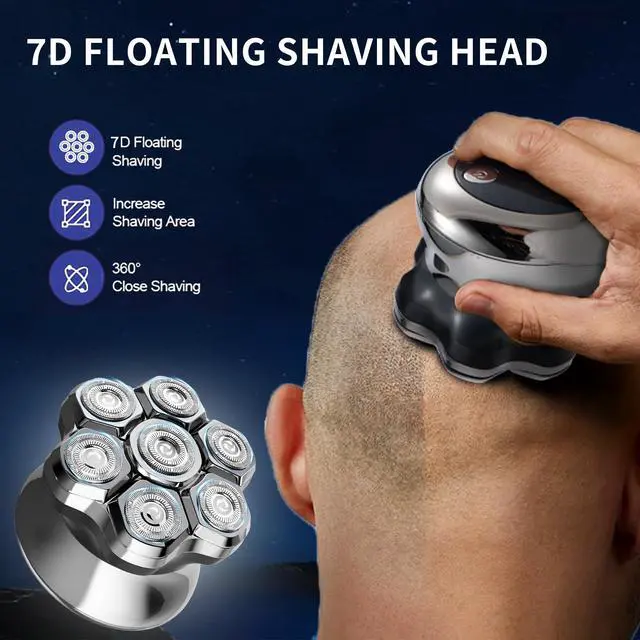 Alt view image 3 of 7 - Head Shavers for Bald Men,Magnetic Head Shaver,Waterproof Wet Dry Shaving,Electric Bald Head Razor,LED Display,Cordless Rechargeable 7D Shaver for Scalp/Face/Beard with Type-C Charge