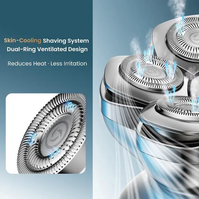 Alt view image 4 of 6 - 7D Head Shaver for Bald Men, Electric Head Razor with 7D Flexible Blades, Long Battery Life, IPX6 Waterproof, LED Display, 2 Speed Settings, Cooling Design, Premium Gifts for Men