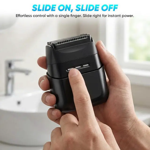 Alt view image 3 of 6 - Electric Foil Shavers for Men: Compact Electric Razor with 4 Floating Blades, Travel Portable Foil Shaver for Men, USB-C Rechargeable, Waterproof Wet Dry Cordless Face Shaver for Travel & Home, Black
