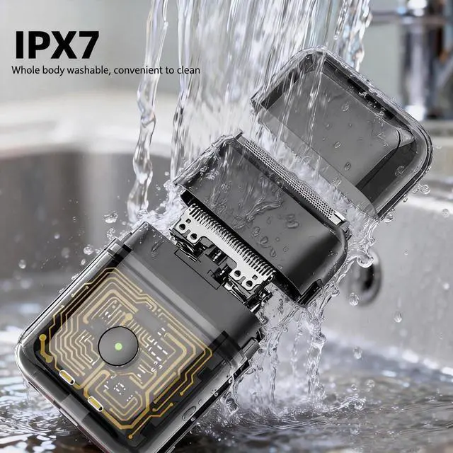 Alt view image 4 of 7 - Electric Foil Shaver for Men: Compact Travel Razor for Face - IPX7 Waterproof & USB-C Fast Charging - 3D Floating Head & Hyper-Glide Blades - Hypoallergenic for Sensitive Skin with Battery Indicator