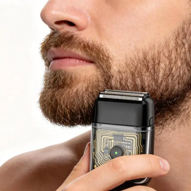 Alt view image 5 of 7 - Electric Foil Shaver for Men: Compact Travel Razor for Face - IPX7 Waterproof & USB-C Fast Charging - 3D Floating Head & Hyper-Glide Blades - Hypoallergenic for Sensitive Skin with Battery Indicator