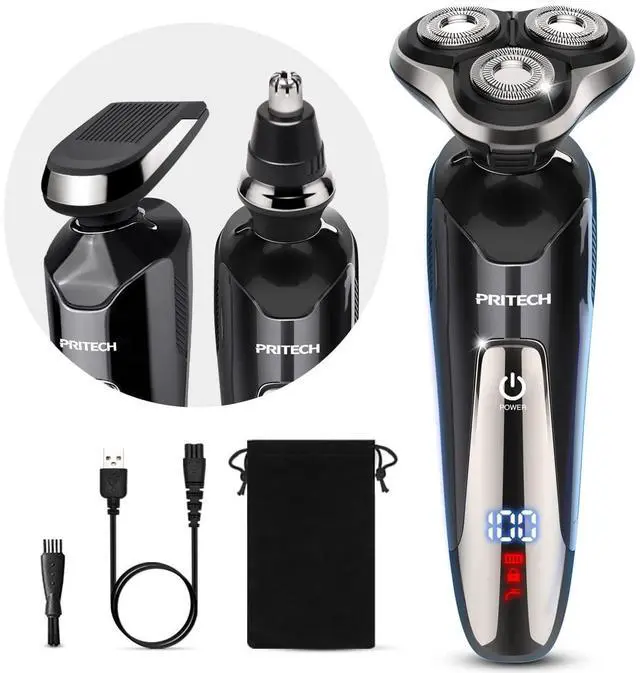 Main image of Electric Razor for Men - Rechargeable Electric Shaver for Men, Waterproof Wet Dry Cordless Razor with Nose Hair Trimmer and Sideburns Trimmer