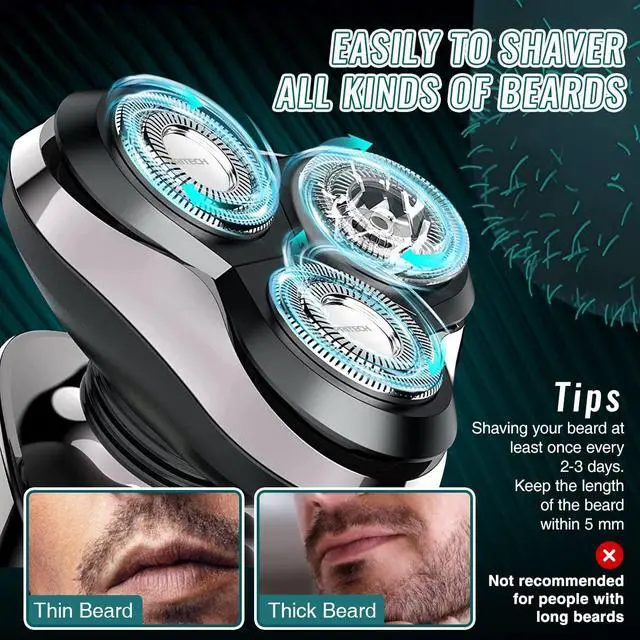 Alt view image 6 of 7 - Electric Razor for Men - Rechargeable Electric Shaver for Men, Waterproof Wet Dry Cordless Razor with Nose Hair Trimmer and Sideburns Trimmer