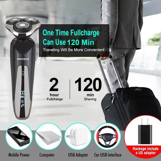 Alt view image 7 of 7 - Electric Razor for Men - Rechargeable Electric Shaver for Men, Waterproof Wet Dry Cordless Razor with Nose Hair Trimmer and Sideburns Trimmer