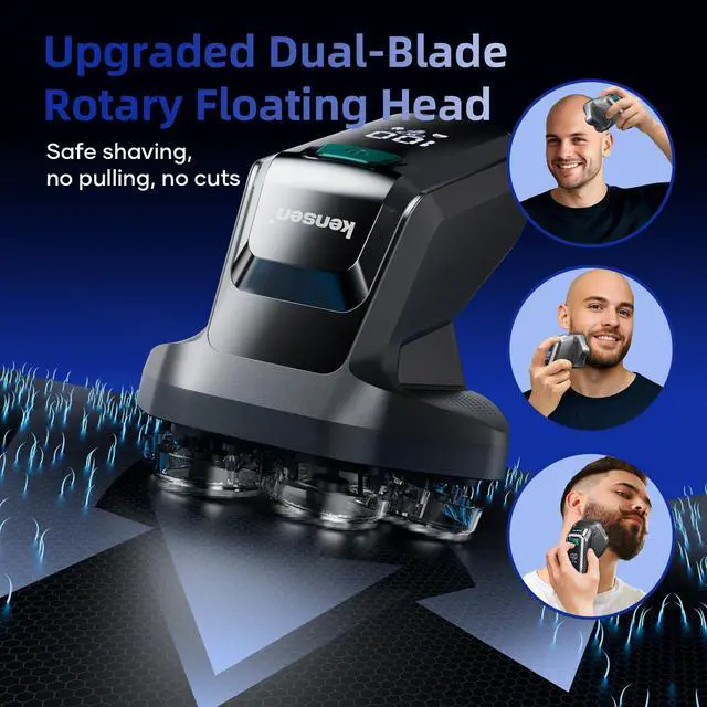 Alt view image 3 of 7 - 7D Head Shavers for Bald Men - Upgrade 7D Head Shavers, Ergonomic Comfort-Grip Handle with 2 Speed Settings Long Battery Life Bald Razor IPX6 Waterproof Wet/Dry Shaving LED Display