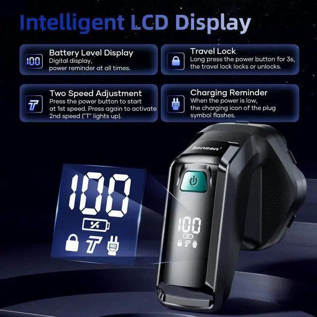 Alt view image 7 of 7 - 7D Head Shavers for Bald Men - Upgrade 7D Head Shavers, Ergonomic Comfort-Grip Handle with 2 Speed Settings Long Battery Life Bald Razor IPX6 Waterproof Wet/Dry Shaving LED Display