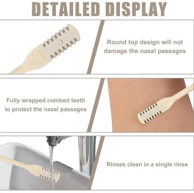 Alt view image 3 of 7 - 3pcs 2 in 1 Nose Hair Trimmer, 360° Rotating Nasal Hair Cutter Clipper Double Sided Nose Hair Cleaner Portable Manual Nostril Hair Removal Tool with Ear Picker for Men Women (Cream)