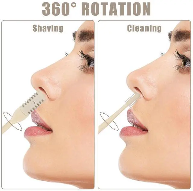 Alt view image 6 of 7 - 3pcs 2 in 1 Nose Hair Trimmer, 360° Rotating Nasal Hair Cutter Clipper Double Sided Nose Hair Cleaner Portable Manual Nostril Hair Removal Tool with Ear Picker for Men Women (Cream)