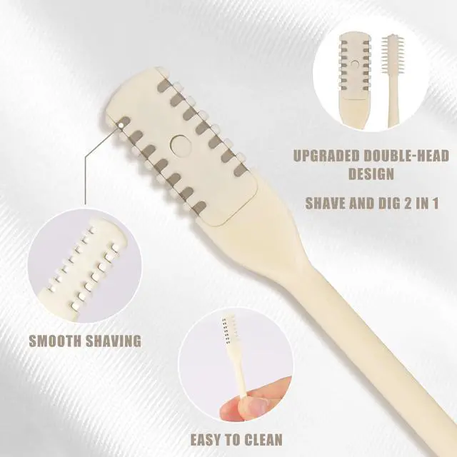 Alt view image 4 of 7 - 3pcs 2 in 1 Nose Hair Trimmer, 360° Rotating Nasal Hair Cutter Clipper Double Sided Nose Hair Cleaner Portable Manual Nostril Hair Removal Tool with Ear Picker for Men Women (Cream)