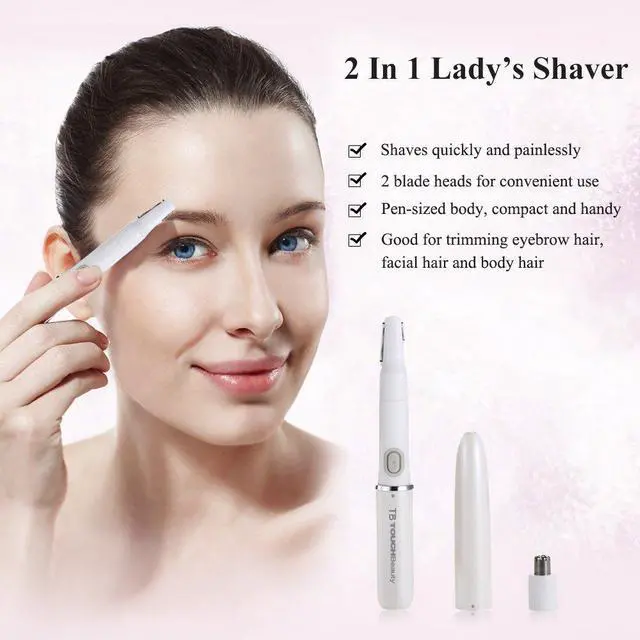 Alt view image 4 of 7 - Nose & Ear Hair Trimmer for Women Men, 2-in-1 Professional Eyebrow & Facial Hair Remover, Battery-Operated IPX6 Waterproof Portable Groomer with Dual-Edge Blades for Painless Trim (White)