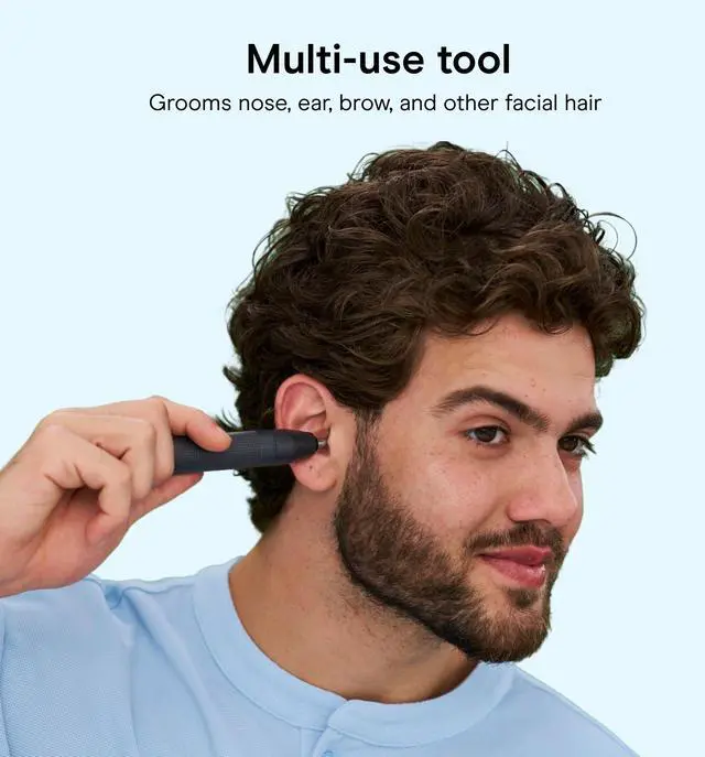 Alt view image 3 of 7 - Nose Hair Trimmer for Men, For Nose, Ear, and Eyebrows, Patent 360 Bevel Blade for No Pull, No Snag Trimming Experience, Cordless Lithium-Powered Trimmer with Drawstring Bag