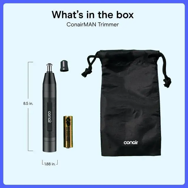 Alt view image 7 of 7 - Nose Hair Trimmer for Men, For Nose, Ear, and Eyebrows, Patent 360 Bevel Blade for No Pull, No Snag Trimming Experience, Cordless Lithium-Powered Trimmer with Drawstring Bag