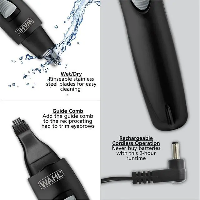 Alt view image 3 of 6 - Groomsman Rechargeable Precision Trimmer for Hygienic Grooming with Rinsable, Interchangeable Heads for Eyebrows, Neckline, Nose, Ears, & Other Detailing - Model 3023284