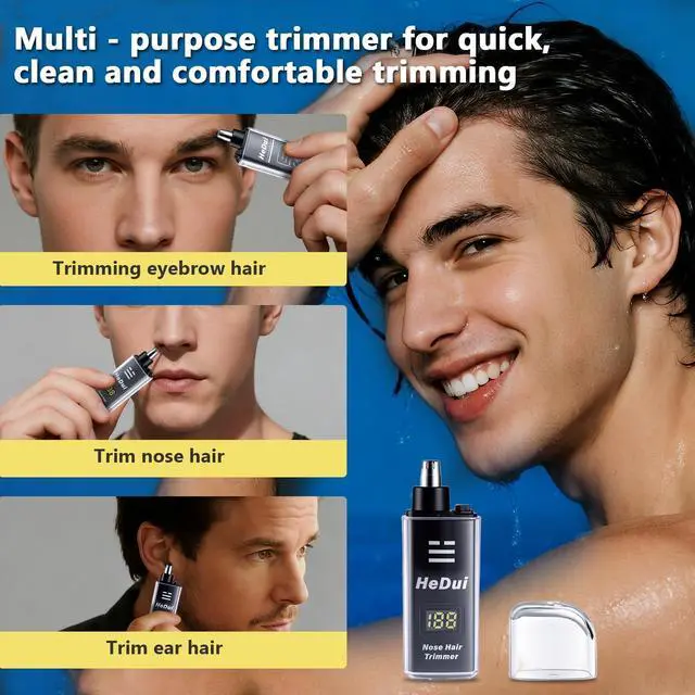 Alt view image 5 of 7 - 2 Pack Nose Hair Trimmer for Men and Women USB Rechargeable with Digital Display Nose and Ear Trimmer for Men Dual Edge Rotating Blades Easy Clean Detachable Head Compact and Travel Friendly