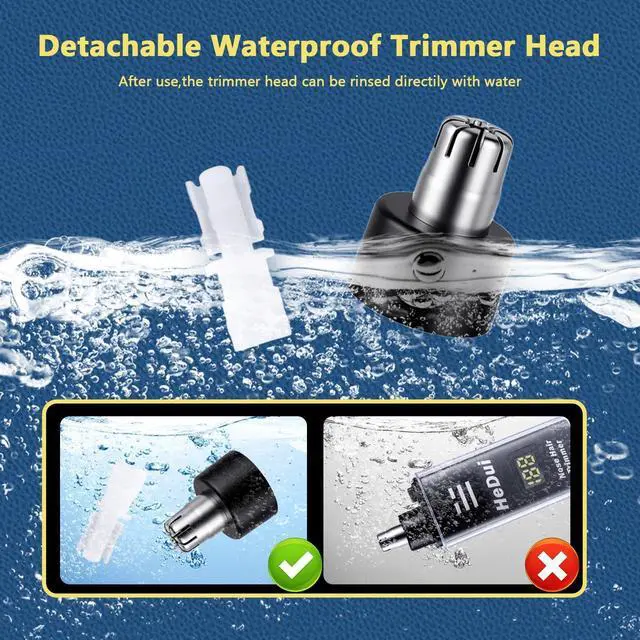 Alt view image 7 of 7 - 2 Pack Nose Hair Trimmer for Men and Women USB Rechargeable with Digital Display Nose and Ear Trimmer for Men Dual Edge Rotating Blades Easy Clean Detachable Head Compact and Travel Friendly