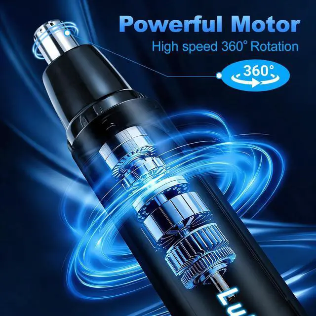 Alt view image 3 of 7 - Rechargeable Ear and Nose Hair Trimmer, 4-in-1 Professional Painless Eyebrow & Facial Hair Trimmer for Men Women, Powerful Motor and Dual-Edge Blades for Smoother Cutting, Black (Black)