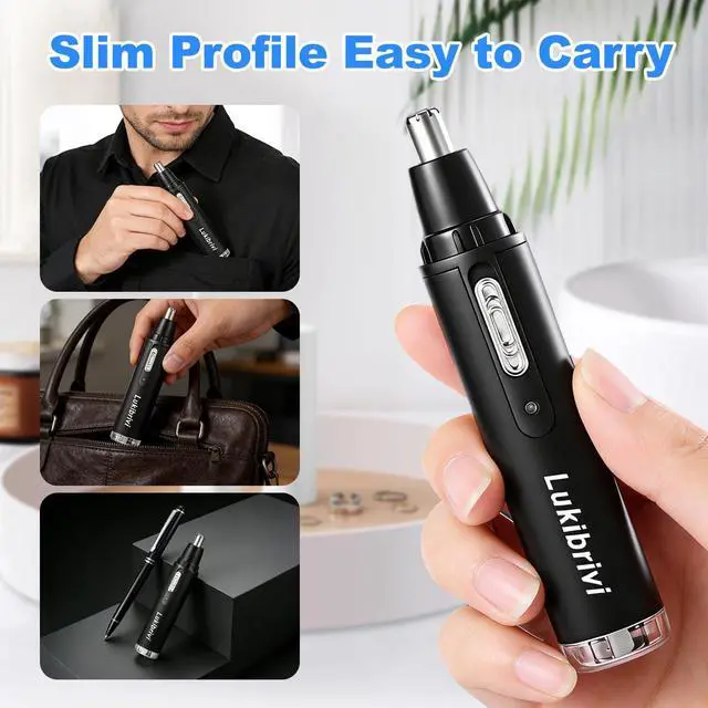 Alt view image 7 of 7 - Rechargeable Ear and Nose Hair Trimmer, 4-in-1 Professional Painless Eyebrow & Facial Hair Trimmer for Men Women, Powerful Motor and Dual-Edge Blades for Smoother Cutting, Black (Black)