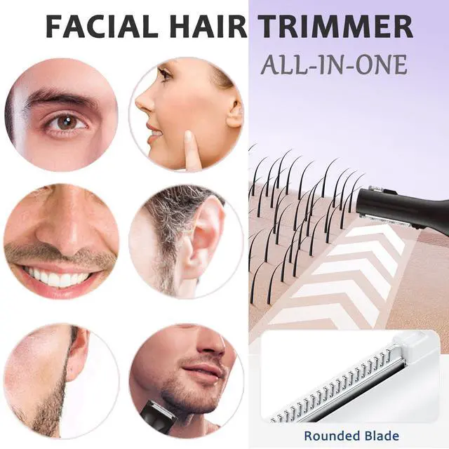 Alt view image 2 of 7 - Nose and Ear Hair Trimmer for Men - Rechargeable Eyebrow Face Shaver - Nasal Hair Clippers 3 in 1 Painless Eye Brow Facial Hair Beard Razor for Sideburns Dual-edge Blades 6500 RPM Easy Cleansing