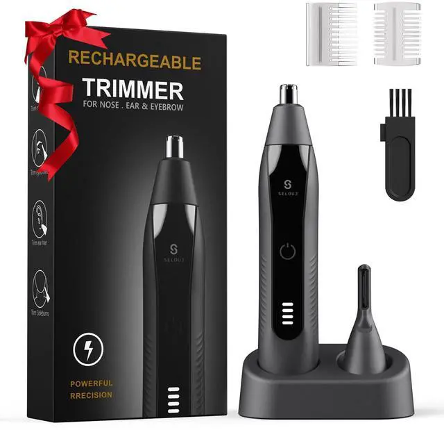 Main image of Ear and Nose Hair Trimmer for Men, 2026 Professional Painless USB Rechargeable Eyebrow & Facial Electric Hair Trimmer for Men Women, Powerful Motor, Dual Edge Blades, IPX7 Waterproof, Cool Gray