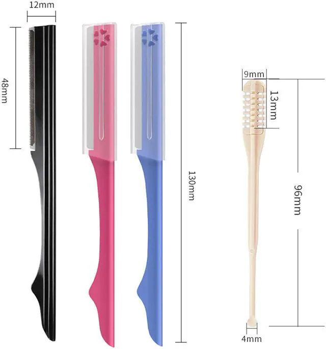 Alt view image 2 of 7 - Facial Razors Kit for Women & Men - 3 Eyebrow Razors + 2 360° Rotating Nose Hair Trimmers with Ear Picks - Trimmer for Men, Nose Hair Remover - Travel Grooming Set for Sensitive Skin