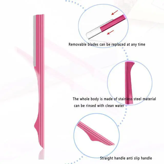 Alt view image 5 of 7 - Facial Razors Kit for Women & Men - 3 Eyebrow Razors + 2 360° Rotating Nose Hair Trimmers with Ear Picks - Trimmer for Men, Nose Hair Remover - Travel Grooming Set for Sensitive Skin