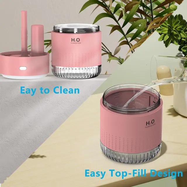 Alt view image 6 of 6 - Portable Mini Humidifier, 500ML USB Personal Cool Mist Humidifiers for Bedroom Office Travel Desk, Whisper Quiet 20dB with 2 Mist Modes & Auto Shut-Off, Small Desktop Humidifier(Pink)