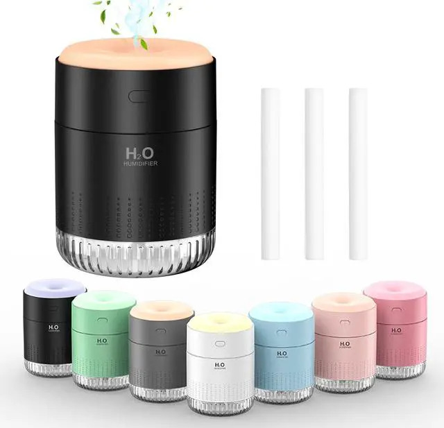 Main image of Colorful Mini Humidifier, USB Rechargeable Humidifier, small humidifier, 4 Modes Super Quiet, Humidifiers For Bedroom,Suitable For Travel Office Family Baby Bedroom-Black