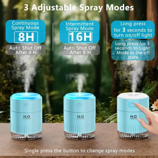 Alt view image 4 of 7 - Colorful Mini Humidifier, USB Rechargeable Humidifier, small humidifier, 4 Modes Super Quiet, Humidifiers For Bedroom,Suitable For Travel Office Family Baby Bedroom-Blue