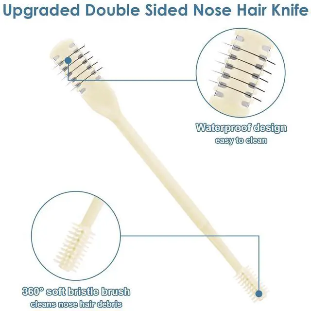 Alt view image 2 of 7 - 6 Pcs 2-in-1 Nasal Cutter, Upgrade Double Sided Nose Knife, 360 Nostril Hair Remover Tool, Trimmer for Men, Women, Soft Cleaning Brush (Cream)