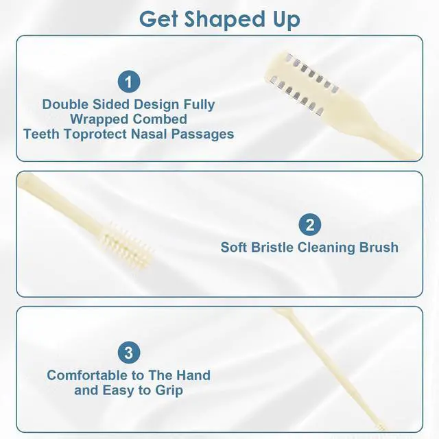 Alt view image 3 of 7 - 6 Pcs 2-in-1 Nasal Cutter, Upgrade Double Sided Nose Knife, 360 Nostril Hair Remover Tool, Trimmer for Men, Women, Soft Cleaning Brush (Cream)