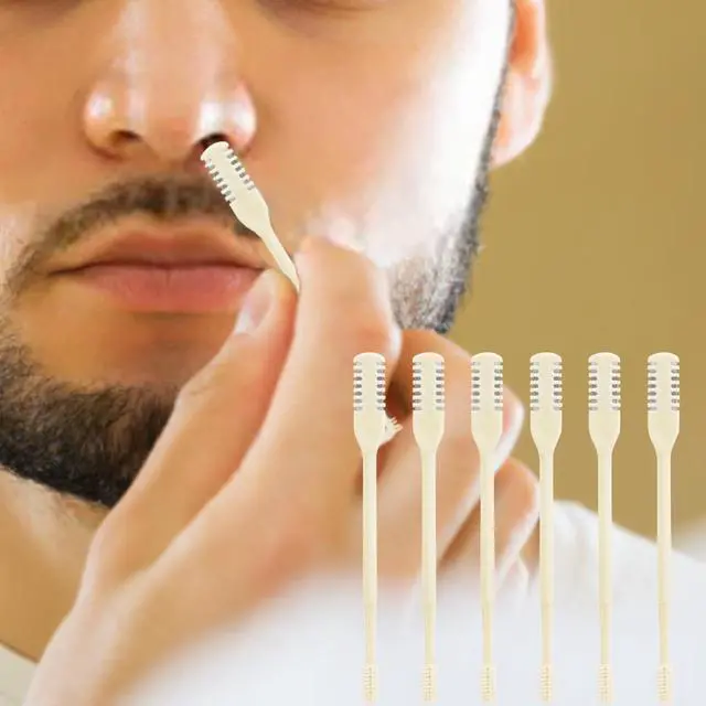 Alt view image 5 of 7 - 6 Pcs 2-in-1 Nasal Cutter, Upgrade Double Sided Nose Knife, 360 Nostril Hair Remover Tool, Trimmer for Men, Women, Soft Cleaning Brush (Cream)