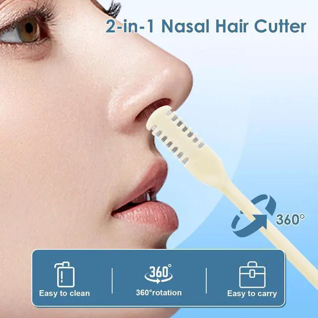 Alt view image 4 of 7 - 6 Pcs 2-in-1 Nasal Cutter, Upgrade Double Sided Nose Knife, 360 Nostril Hair Remover Tool, Trimmer for Men, Women, Soft Cleaning Brush (Cream)