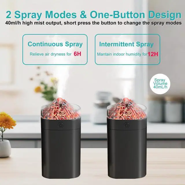 Alt view image 3 of 7 - Portable Small Humidifier, 400ml Cool Mist Humidifiers for Bedroom, USB Powered Desktop Humidifier with Light for Car, Office, Travel, Plants, Auto Shut-Off, 2 Mist Modes, Super Quiet, Black