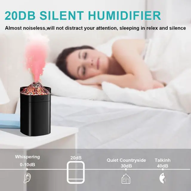 Alt view image 5 of 7 - Portable Small Humidifier, 400ml Cool Mist Humidifiers for Bedroom, USB Powered Desktop Humidifier with Light for Car, Office, Travel, Plants, Auto Shut-Off, 2 Mist Modes, Super Quiet, Black
