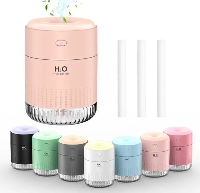 Main image of Colorful Mini Humidifier, USB Rechargeable Humidifier, small humidifier, 4 Modes Super Quiet, Humidifiers For Bedroom,Suitable For Travel Office Family Baby Bedroom-Soft Pink