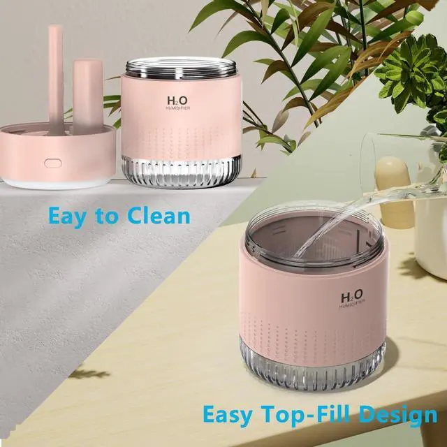 Alt view image 6 of 6 - Colorful Mini Humidifier, USB Rechargeable Humidifier, small humidifier, 4 Modes Super Quiet, Humidifiers For Bedroom,Suitable For Travel Office Family Baby Bedroom-Soft Pink