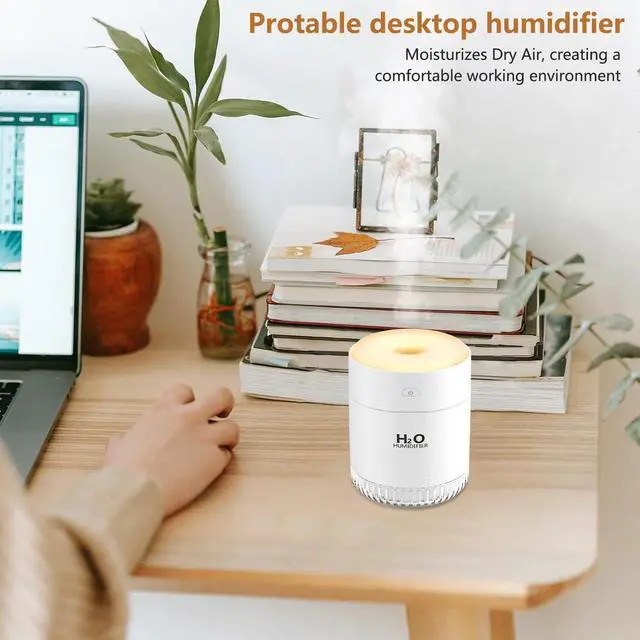 Alt view image 5 of 7 - Portable Mini Humidifier, Auto Shut-Off, 2 Mist Modes, Quite, Small Humidifiers for Bedroom Travel Office Desk Plants(White)