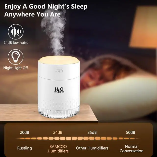 Alt view image 6 of 7 - Portable Mini Humidifier, Auto Shut-Off, 2 Mist Modes, Quite, Small Humidifiers for Bedroom Travel Office Desk Plants(White)