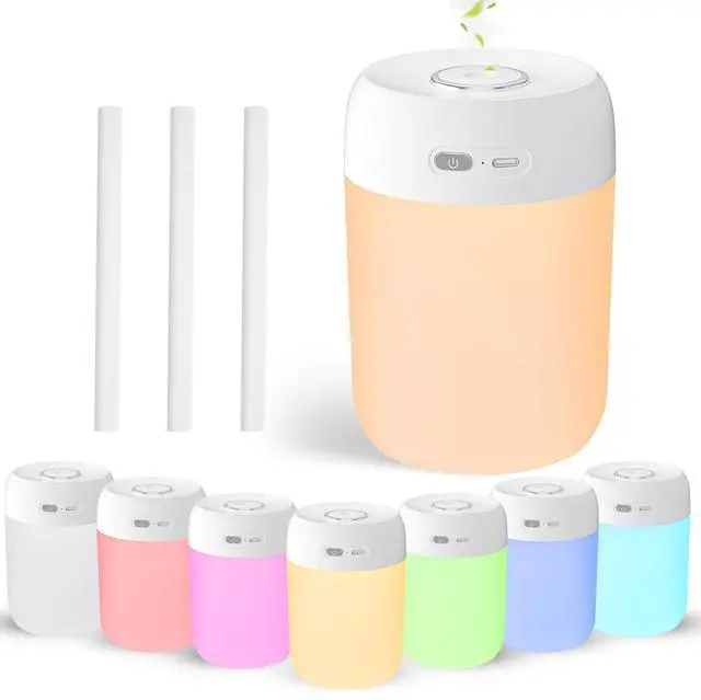 Main image of Portable Small Humidifier, 650ml Colorful Mini Humidifier, 7 Colors&Warm Light, Humidifiers for Bedroom, Office, Dsektop(White)