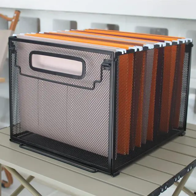 Alt view image 2 of 7 - 2 Pack File Organizer,Metal File Crates for Hanging Folders,Hanging Folder Organizer,Letter Size, Black