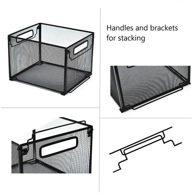 Alt view image 5 of 7 - 2 Pack File Organizer,Metal File Crates for Hanging Folders,Hanging Folder Organizer,Letter Size, Black