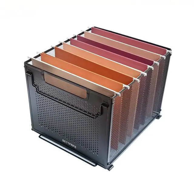 Main image of Letter Size Hanging File Folder Organizer,Metal Filing Crate,File Basket for Hanging File,Black (Perforated metal plate)