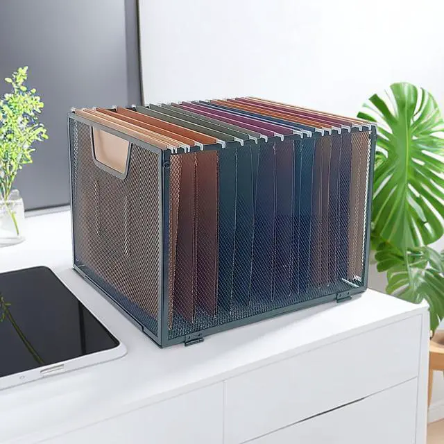 Alt view image 5 of 7 - Metal Mesh Hanging File Organizer, Office/School/Home File Crate,Black