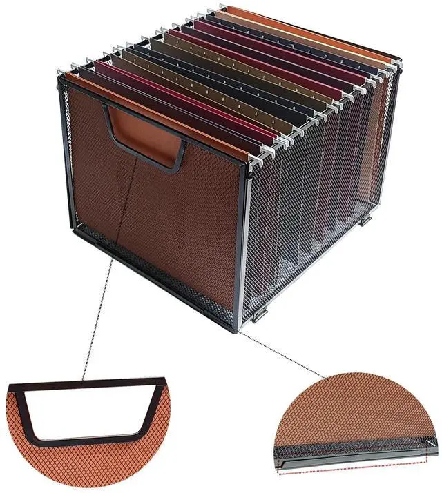 Alt view image 6 of 7 - Metal Mesh Hanging File Organizer, Office/School/Home File Crate,Black
