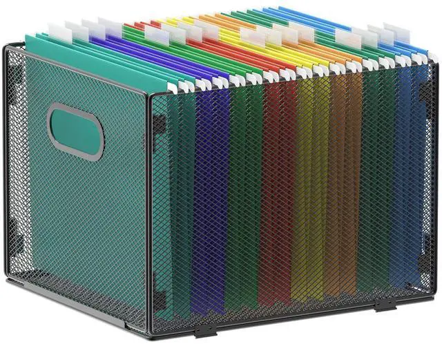 Main image of Hanging File Organizer, Mesh File Folder Organizer File Crate File Cabinet Inserts Storage Box, Letter Size