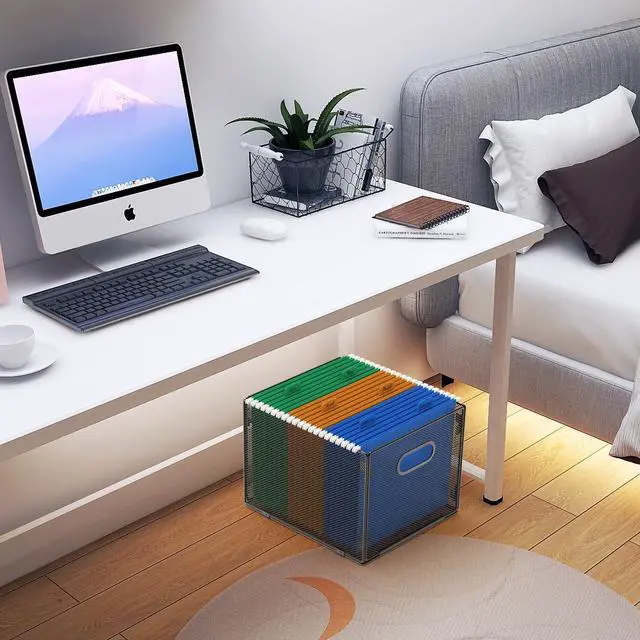 Alt view image 5 of 6 - Hanging File Organizer, Mesh File Folder Organizer File Crate File Cabinet Inserts Storage Box, Letter Size