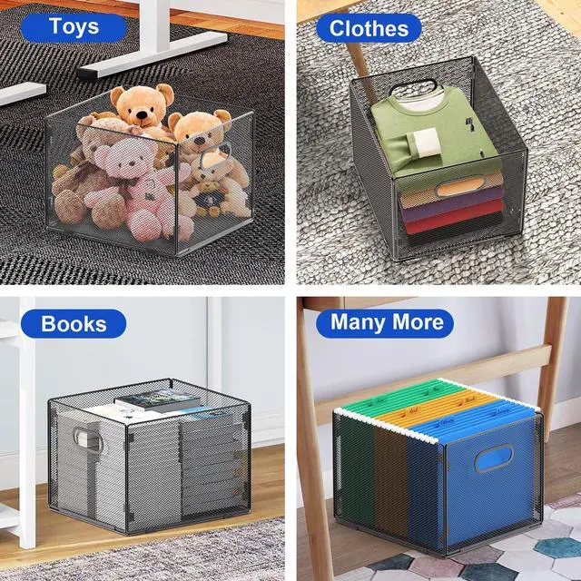 Alt view image 6 of 6 - Hanging File Organizer, Mesh File Folder Organizer File Crate File Cabinet Inserts Storage Box, Letter Size
