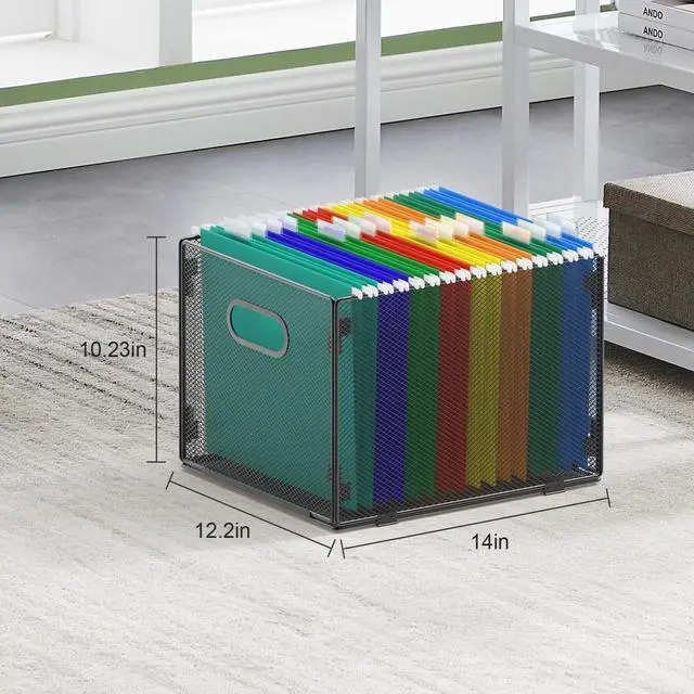 Alt view image 3 of 6 - Hanging File Organizer, Mesh File Folder Organizer File Crate File Cabinet Inserts Storage Box, Letter Size