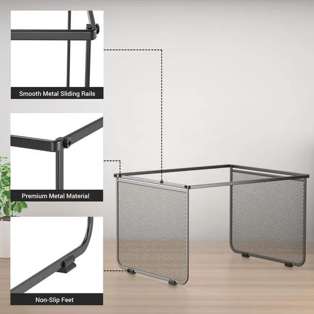Alt view image 3 of 7 - Hanging File Folder Frame Set of 2, Metal Mesh Hanging File Organizer, Hanging File Folders Legal/Letter Size for Hanging Folders Office File Organizer for Desk